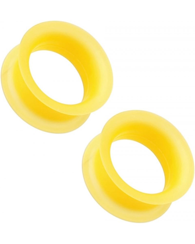 Ear Plugs/Tunnels Sold by Pair Made of Soft Thin Yellow Silicone Flexible Expanders Gauges Hollow Body Piercing 1/2 Inch (12....