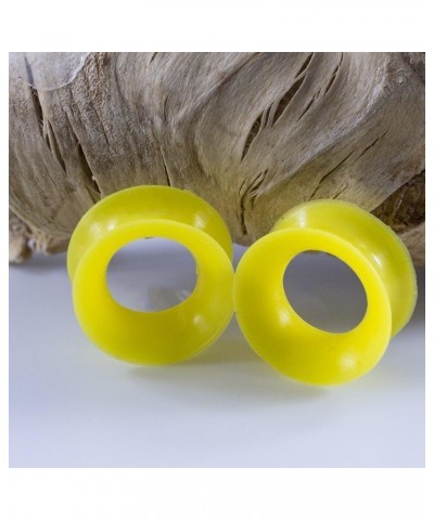 Ear Plugs/Tunnels Sold by Pair Made of Soft Thin Yellow Silicone Flexible Expanders Gauges Hollow Body Piercing 1/2 Inch (12....