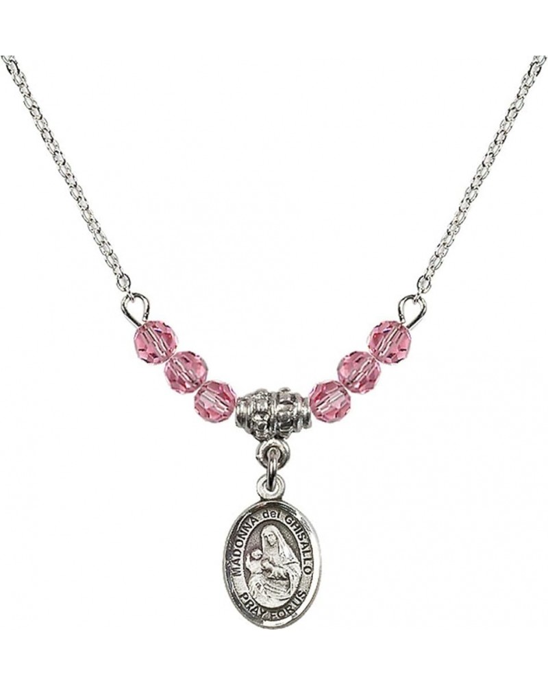 October Birth Month Bead Necklace with Catholic Patron Saint Petite Charm, 18 Inch Madonna del Ghisallo $44.05 Necklaces