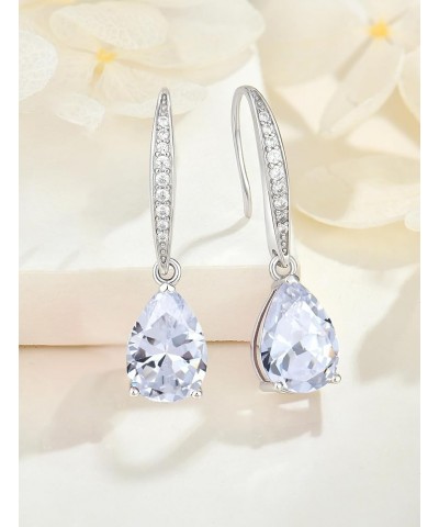 Dangle Drop Earrings Sterling Silver Solitaire Hook Earrings Teardrop Birthstone Jewelry for Women 04-diamond-Apr $32.99 Earr...