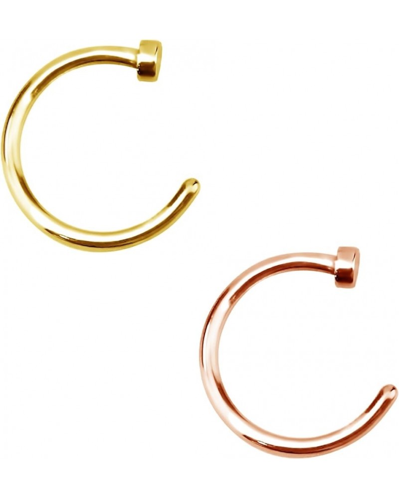 Nose Rings Hoop, Hoop Nose Ring, Nose Ring Hoop, Surgical Steel Comfort Fit Nose Ring Hoop/Rose Gold Tone/Yellow Gold Tone 18...