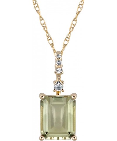 10k Yellow Gold Genuine Emerald-Cut Green Amethyst Pendant Necklace $54.45 Necklaces