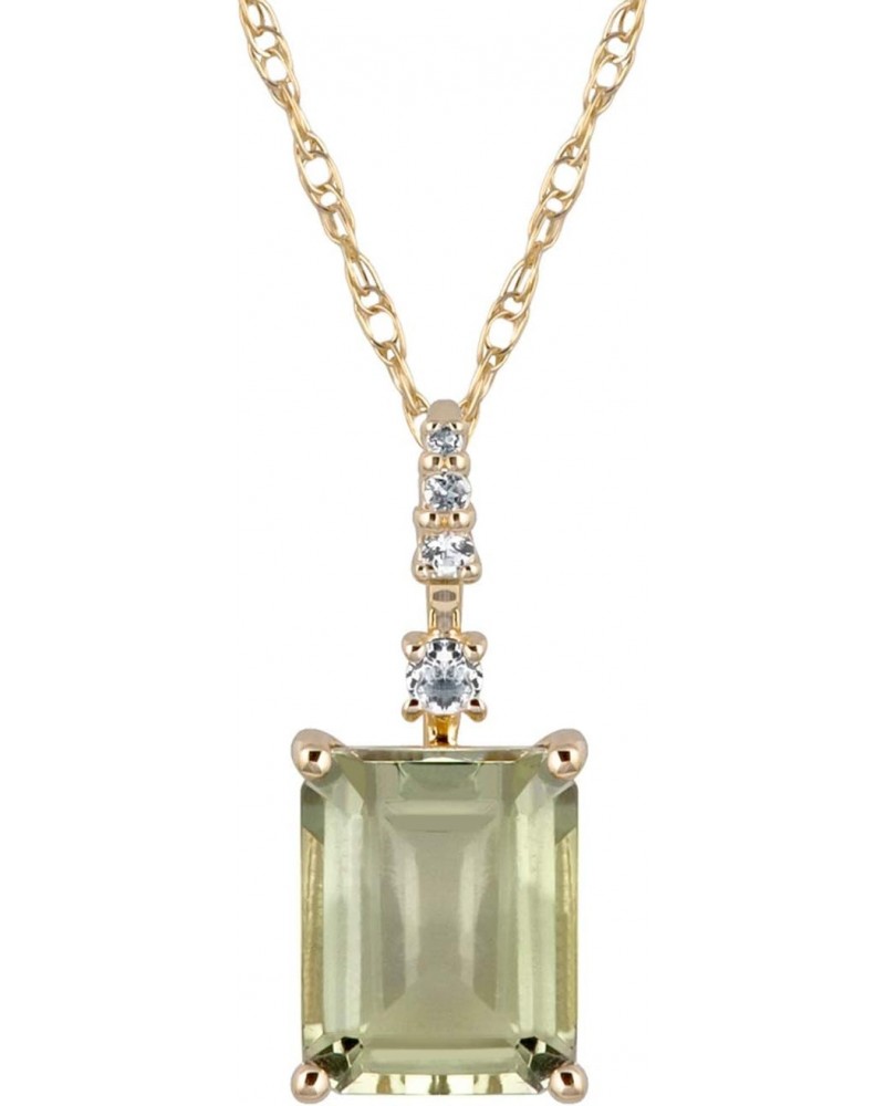 10k Yellow Gold Genuine Emerald-Cut Green Amethyst Pendant Necklace $54.45 Necklaces