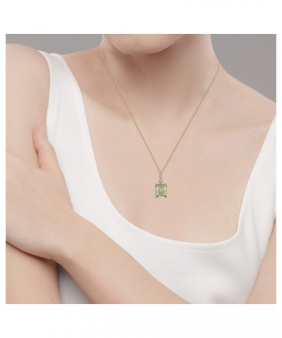 10k Yellow Gold Genuine Emerald-Cut Green Amethyst Pendant Necklace $54.45 Necklaces