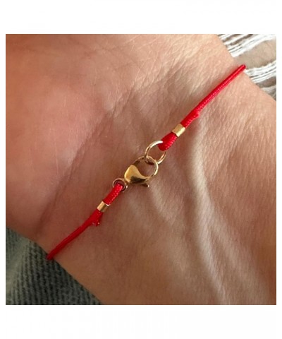 14k Solid Gold Black Tourmaline Bead Red String Bracelet - Powerful Protection Amulet, Kabbalah Talisman for Good Luck and Po...