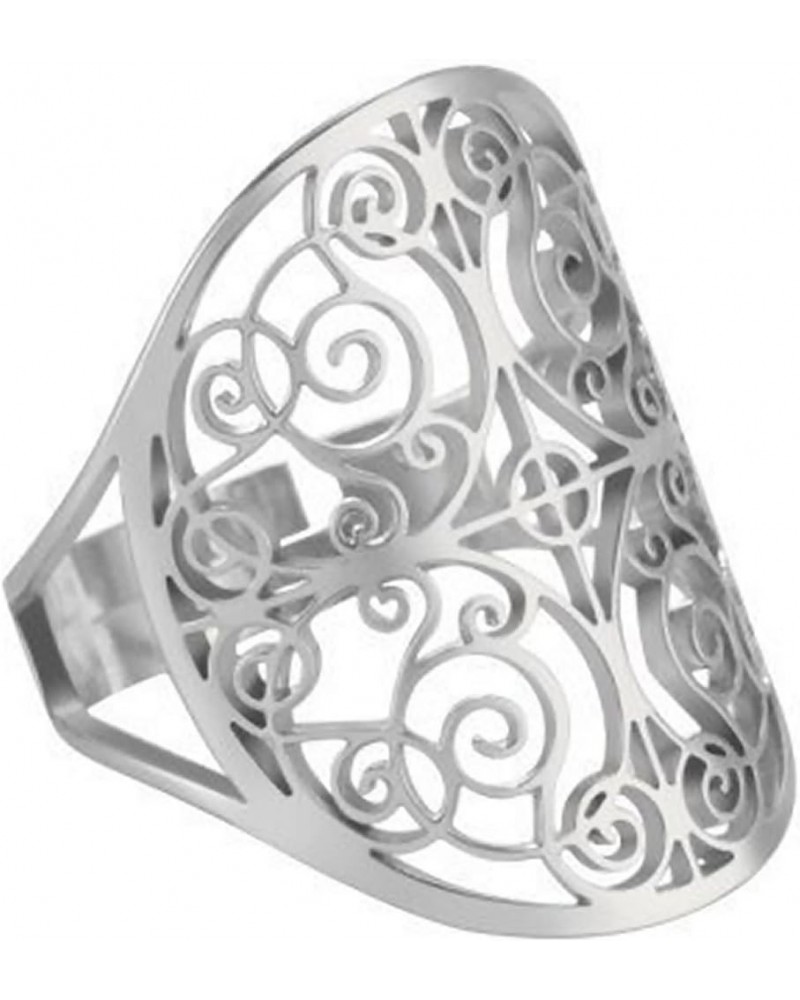 Filigree Boho Ring Womens Silver Stainless Steel Victorian Style Bohemian Band Sizes 7-9 9 $11.59 Rings