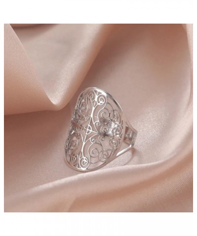 Filigree Boho Ring Womens Silver Stainless Steel Victorian Style Bohemian Band Sizes 7-9 9 $11.59 Rings