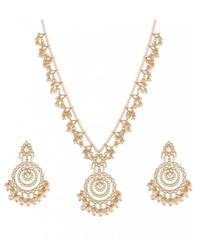 Wedding Party Kundan Pendant Necklace Earrings Traditional Ethnic Fashion Jewely Set For Women White-5 $17.44 Jewelry Sets