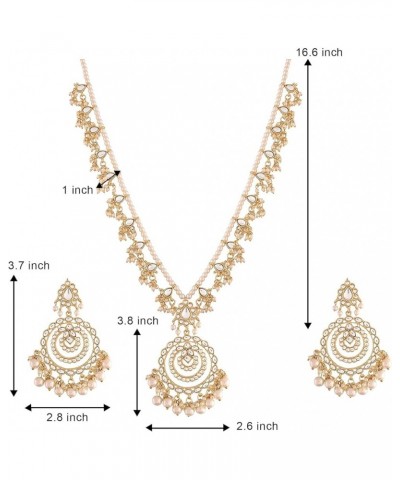 Wedding Party Kundan Pendant Necklace Earrings Traditional Ethnic Fashion Jewely Set For Women White-5 $17.44 Jewelry Sets