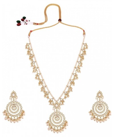 Wedding Party Kundan Pendant Necklace Earrings Traditional Ethnic Fashion Jewely Set For Women White-5 $17.44 Jewelry Sets