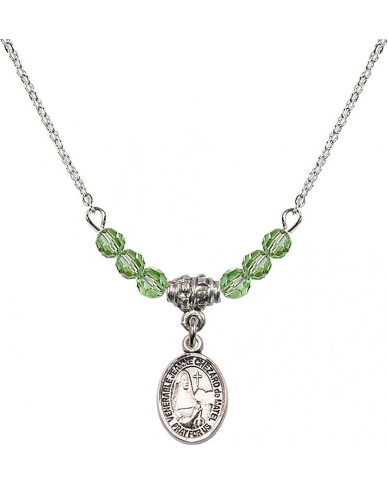 August Birth Month Bead Necklace with Catholic Patron Saint Petite Charm, 18 Inch Saint Jeanne Chezard de Matel $33.24 Necklaces