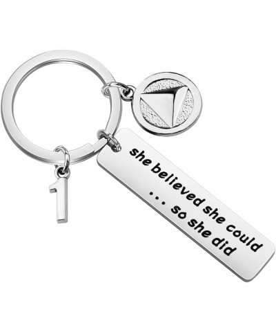 Sobriety Keychain Sober 1 2 5 Years Alcoholics Keychain She Believed Sobriety Gifts AA Recovery Gifts 1 Year $9.80 Bracelets