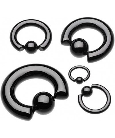 Colorline PVD Steel Captive Bead Ring Size: 0GA, Length: 16mm, Ball: 12mm, Black $9.85 Body Jewelry