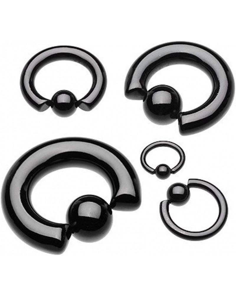 Colorline PVD Steel Captive Bead Ring Size: 0GA, Length: 16mm, Ball: 12mm, Black $9.85 Body Jewelry