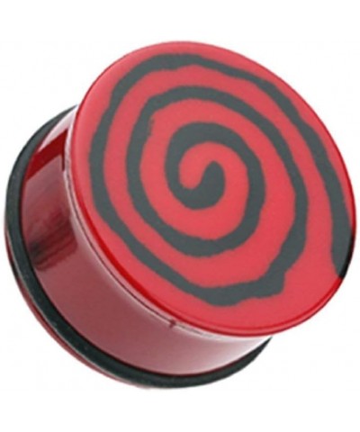 Hypnotic Swirls Acrylic Single Flared Ear Gauge Plug 7/16" (11mm), Red $9.71 Body Jewelry