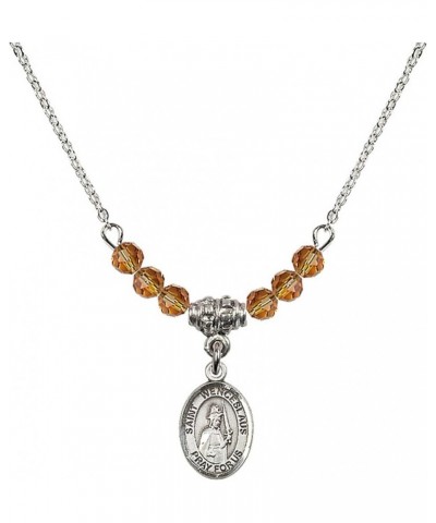 November Birth Month Bead Necklace with Catholic Patron Saint Petite Charm, 18 Inch Saint Wenceslaus $32.44 Necklaces