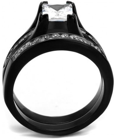 His and Her 3 Piece Black Stainless Steel and Titanium Wedding Engagement Ring Band Set Size Women's 05 Men's 06 $21.03 Sets