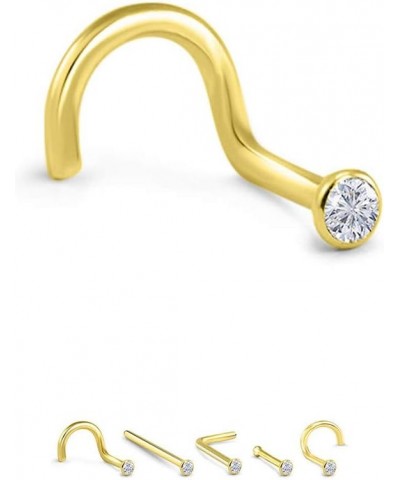 18k Yellow Gold 1.5mm, 2mm, 2.5mm, or 3mm Bezel CZ 22G 20G 18G Bone-3.0mm CZ-20G $18.49 Body Jewelry