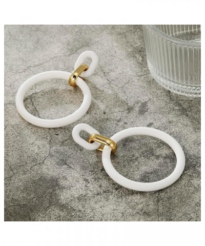 Acrylic Large Hoop Earrings, Retro Fashion Big Hoop Earring Acrylic Lightweight Statement Ear Jewelry Earring For Women White...