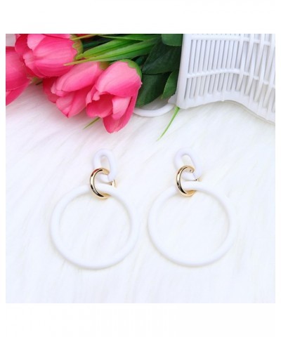 Acrylic Large Hoop Earrings, Retro Fashion Big Hoop Earring Acrylic Lightweight Statement Ear Jewelry Earring For Women White...