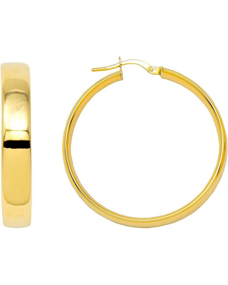 14k Yellow Gold Medium Flat & Wide Hoop Earrings (5mm Wide) 35.0 Millimeters Hoop $143.22 Earrings