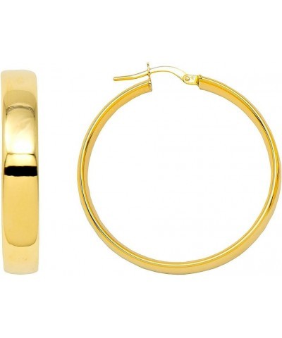 14k Yellow Gold Medium Flat & Wide Hoop Earrings (5mm Wide) 35.0 Millimeters Hoop $143.22 Earrings