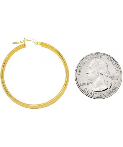 14k Yellow Gold Medium Flat & Wide Hoop Earrings (5mm Wide) 35.0 Millimeters Hoop $143.22 Earrings