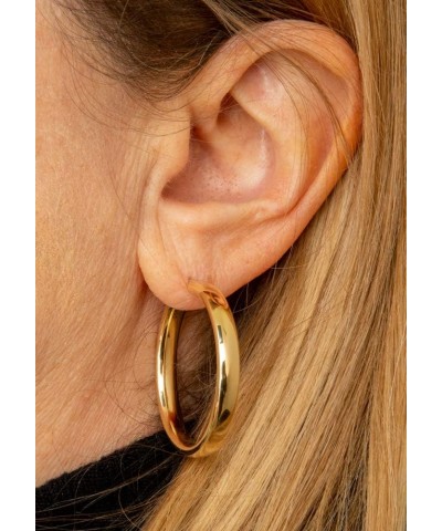 14k Yellow Gold Medium Flat & Wide Hoop Earrings (5mm Wide) 35.0 Millimeters Hoop $143.22 Earrings