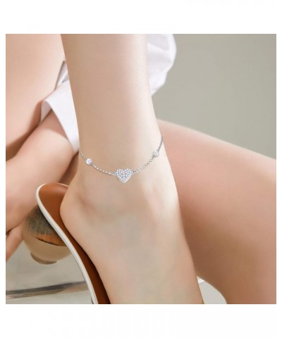 10k Gold Heart with 9k Chain Anklets for Women, Real Gold Created Moissanite Heart Ankle Bracelet with Pearl, Love Jewelry Gi...