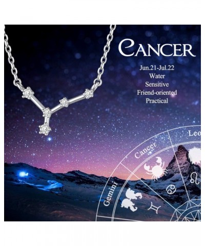 925 Sterling Silver CZ Astrology 12 Constellation Horoscope Zodiac Necklace Birthday Gift,16-18 inch(with Gift Box) Cancer (J...