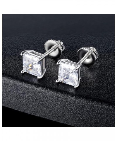 Pack of Screw Back Earrings Rainbow Cubic Zirconia for Women Men Hypoallergenic Square CZ 6mm-4 $12.53 Body Jewelry