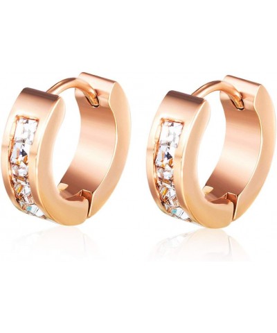 1-3 Pairs Rose Gold Plated Stainless Steel Small Hoop Earrings for Women Huggie Ear Piercing,13MM Style 1 $10.34 Earrings