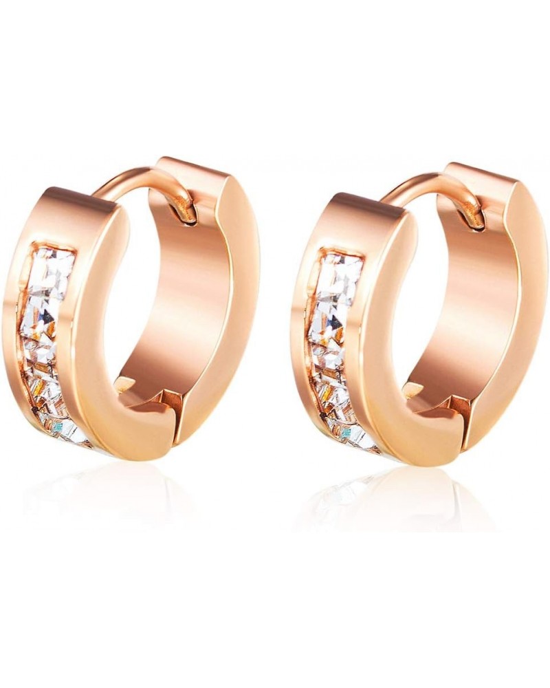 1-3 Pairs Rose Gold Plated Stainless Steel Small Hoop Earrings for Women Huggie Ear Piercing,13MM Style 1 $10.34 Earrings