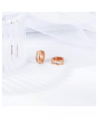 1-3 Pairs Rose Gold Plated Stainless Steel Small Hoop Earrings for Women Huggie Ear Piercing,13MM Style 1 $10.34 Earrings