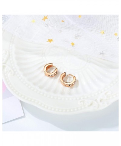 1-3 Pairs Rose Gold Plated Stainless Steel Small Hoop Earrings for Women Huggie Ear Piercing,13MM Style 1 $10.34 Earrings