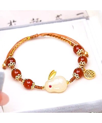 New Year Lucky Rabbit Bracelets FU Character Beads Strand Bracelet Chinese Zodiac Animal Charm Bracelet Blessing Jewelry Red ...