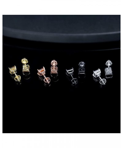 Pack of Screw Back Earrings Rainbow Cubic Zirconia for Women Men Hypoallergenic Square CZ 6mm-4 $12.53 Body Jewelry