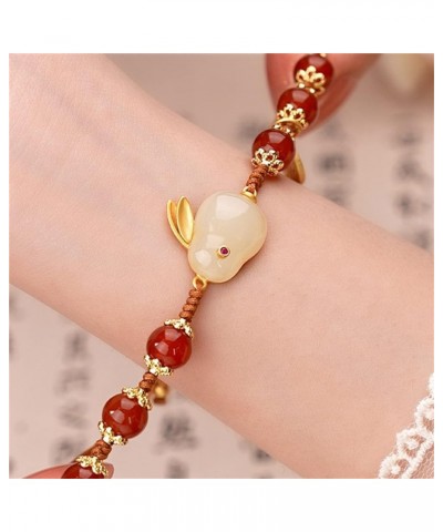 New Year Lucky Rabbit Bracelets FU Character Beads Strand Bracelet Chinese Zodiac Animal Charm Bracelet Blessing Jewelry Red ...