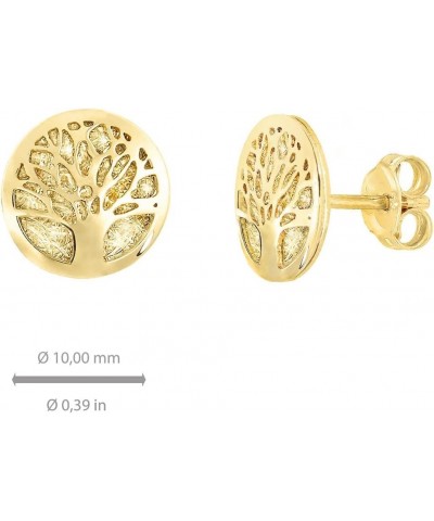 Lucchetta - 14 karat Yellow Gold Tree of Life Studs, 14k Solid Gold Stud Earrings for Women and Girls, Italian Excellence Fin...