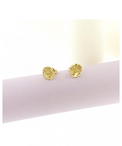 Lucchetta - 14 karat Yellow Gold Tree of Life Studs, 14k Solid Gold Stud Earrings for Women and Girls, Italian Excellence Fin...