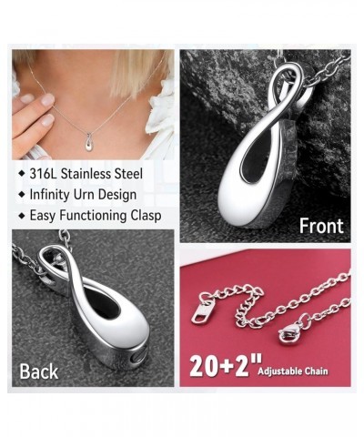 Cremation Urn Necklace for Ashes for Men Women Stainless Steel Memorial Jewelry with Delicate Packaging 01. Infinity-Silver(C...