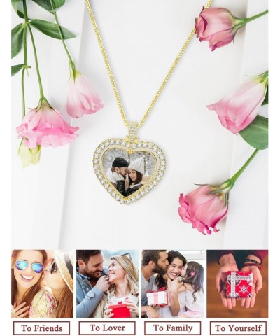 Personalized Double Sided Picture Necklace Rotating Custom Photo Heart Pendant Necklace Full Color Photo Engraved Necklace Ch...