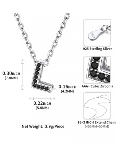 Cubic Zirconia Initial Necklace for Women 925 Sterling Silver Letter Necklace Dainty Personalized Jewelry (with Gift Box) Bla...