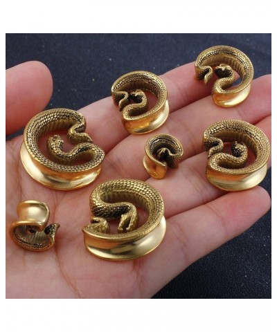 2 PCS 8mm-25mm Hypoallergenic 316 Stainless Steel Snake Vintage Saddle Plugs Weight Hangers Ear Gauges Tunnels Piercing Expan...