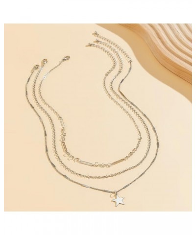 1-3 Pcs Y2k Necklace Star Layered Pendant Choker Necklace Hollow Five-Pointed Star Hip Hop Simple Chain For Women Girls Party...