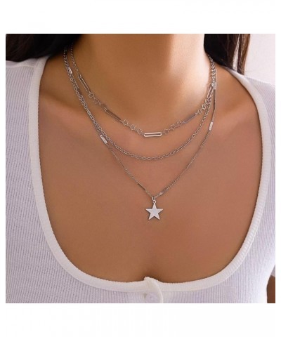 1-3 Pcs Y2k Necklace Star Layered Pendant Choker Necklace Hollow Five-Pointed Star Hip Hop Simple Chain For Women Girls Party...