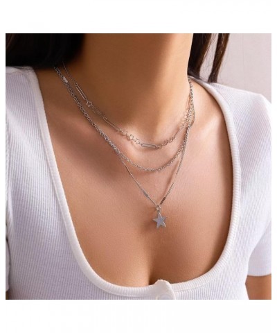 1-3 Pcs Y2k Necklace Star Layered Pendant Choker Necklace Hollow Five-Pointed Star Hip Hop Simple Chain For Women Girls Party...