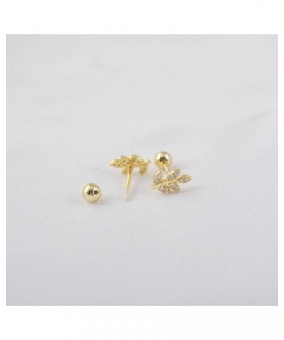 20G CZ Leaf Earrings 925 Sterling Silver Dainty Small 4mm Ball Stud Cartilage Earring for Women Girls Hypoallergenic Nikel Fr...