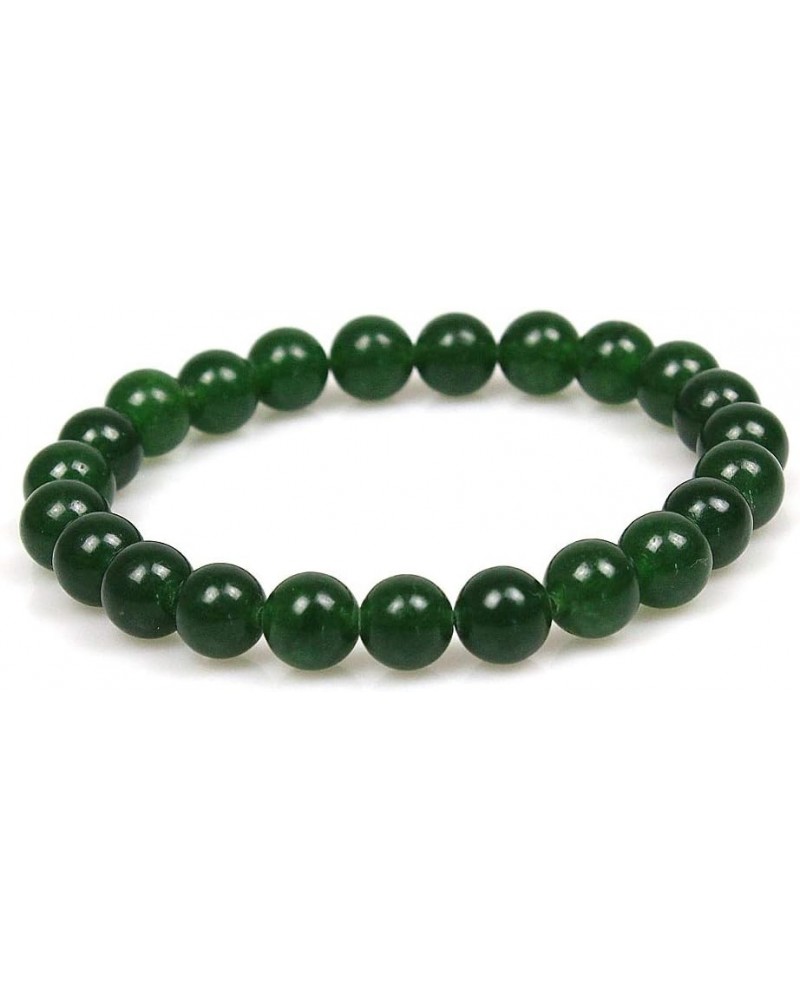 Featured Men Women 8mm Beads Bracelet Elastic Natural Stone Yoga Bracelet Bangle 6.7 Dark Green Jade $6.00 Bracelets