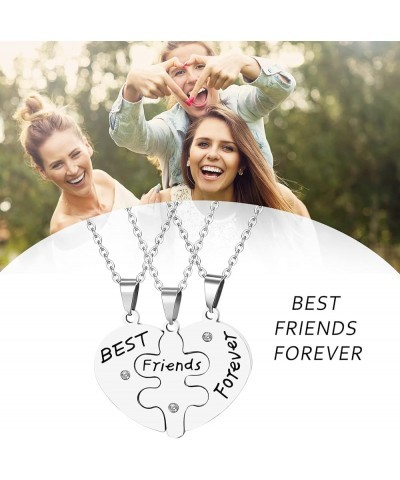 Silver Gold Black Tone Alloy Rhinestone Best Friends Forever BFF Necklace Engraved Puzzle Friendship Pendant Necklaces Set Si...